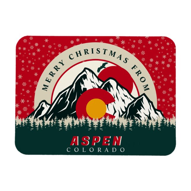 Frohe Weihnachten aus Aspen Colorado Souvenirs Magnet (Horizontal)