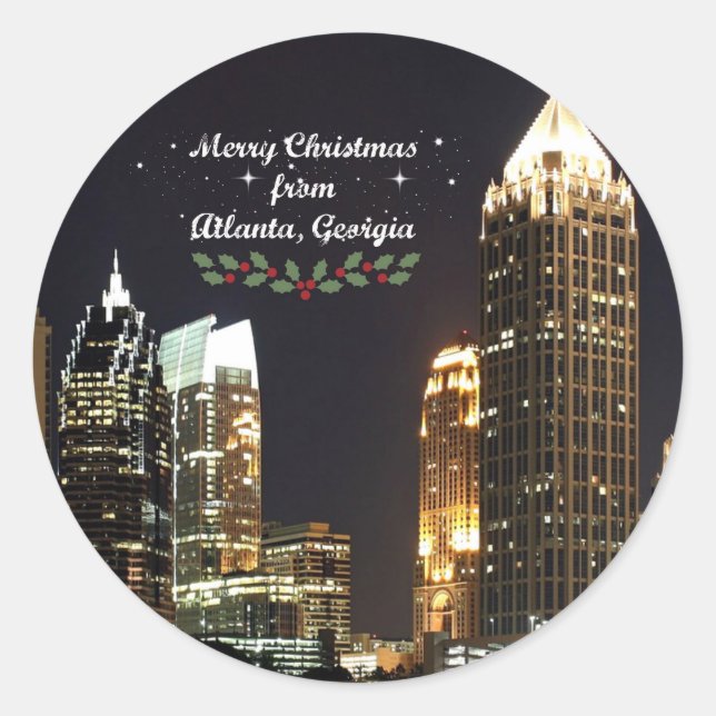 Frohe Weihnachten aus Atlanta, Georgia Classic Rou Runder Aufkleber (Vorderseite)