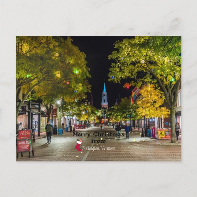 Frohe Weihnachten aus Burlington, VT Postkarte (Vorderseite)