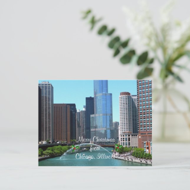 Frohe Weihnachten aus Chicago Illinois (Stehend Vorderseite)