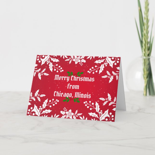 Frohe Weihnachten aus Chicago, Illinois Karte (Vorderseite)