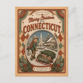 Frohe Weihnachten aus Connecticut Vintage-Schneeku