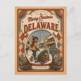 Frohe Weihnachten aus Delaware Vintage-Schneekugel