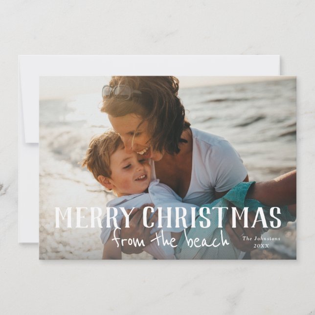 Frohe Weihnachten aus dem Beach Foto Urlaubskarte Karte (Vorderseite)