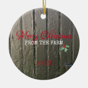 Frohe Weihnachten aus dem landwirtschaftlichen Fot Keramik Ornament