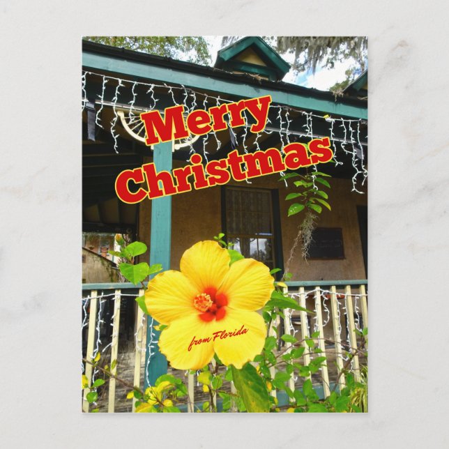 Frohe Weihnachten aus dem tropischen Hibiskus von  Postkarte (Vorderseite)