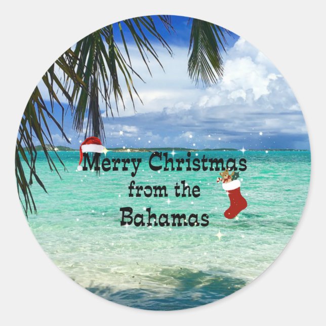 Frohe Weihnachten aus den Bahamas Runder Aufkleber (Vorderseite)