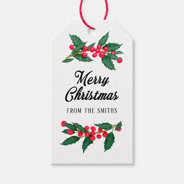Frohe Weihnachten aus der Familie Geschenkanhänger (Vorderseite)
