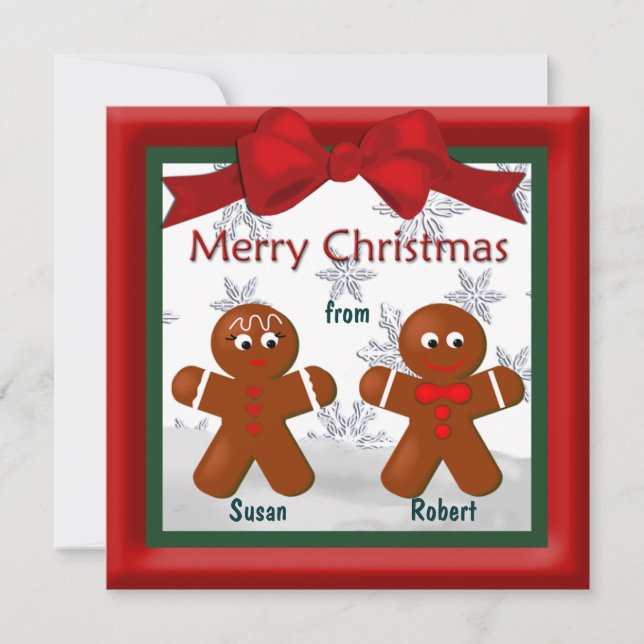 Frohe Weihnachten aus der Familie von zwei Lebkuch (Vorderseite)
