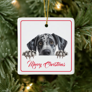 Frohe Weihnachten aus der Hunde Keramik Ornament