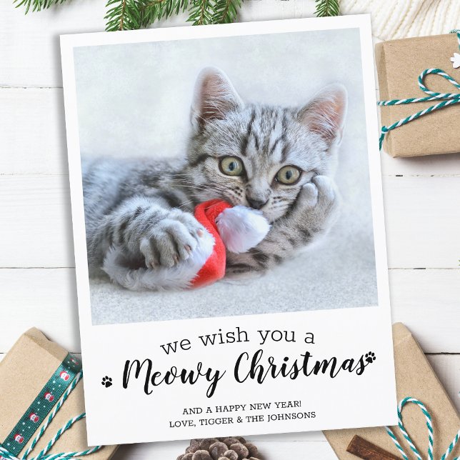 Frohe Weihnachten aus der Katze Modernes Haustier  Postkarte (Von Creator hochgeladen)