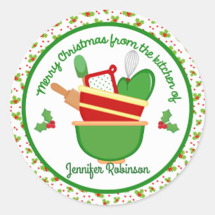 Frohe Weihnachten aus der Küche Runder Aufkleber