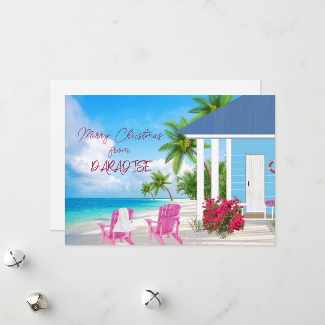 Frohe Weihnachten aus der Paradise Urlaubskarte (Vorderseite/Rückseite Beispiel)