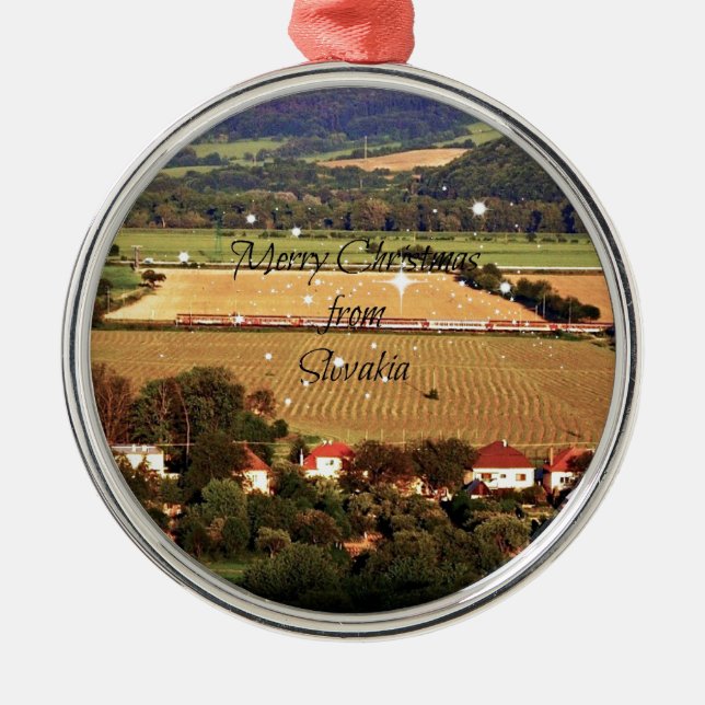 Frohe Weihnachten aus der Slowakei Ornament Aus Metall (Vorne)