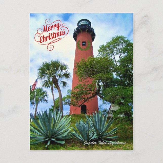 Frohe Weihnachten aus Florida Jupiter Lighthouse (Vorderseite)