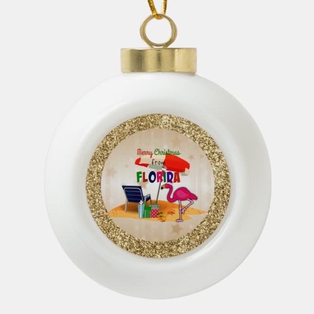 Frohe Weihnachten aus Florida Keramik Kugel-Ornament (Vorderseite)