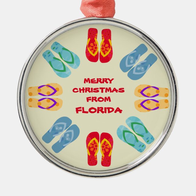Frohe Weihnachten aus Florida oder Ihrem Staat Silbernes Ornament (Vorne)