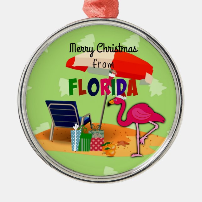 Frohe Weihnachten aus Florida Ornament Aus Metall (Vorne)