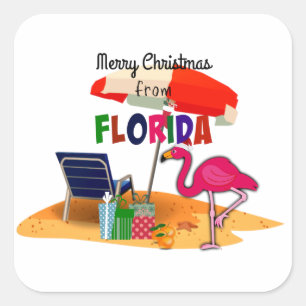Frohe Weihnachten aus Florida Quadratischer Aufkleber