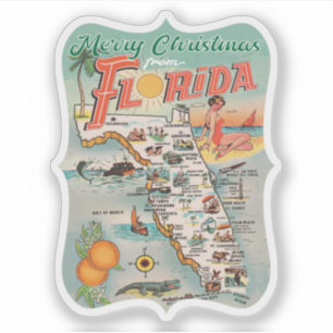Frohe Weihnachten aus Florida Retro Aufkleber