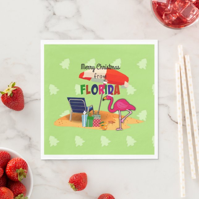 Frohe Weihnachten aus Florida Serviette (Beispiel)