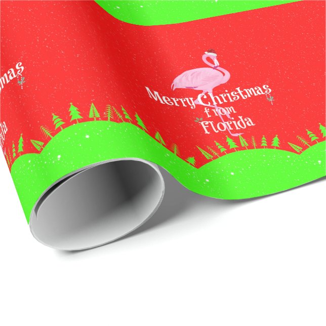 Frohe Weihnachten aus Florida und Santa Flamingo Geschenkpapier (Rolleneckpunkt)