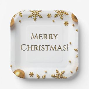 Frohe Weihnachten aus Gold Pappteller