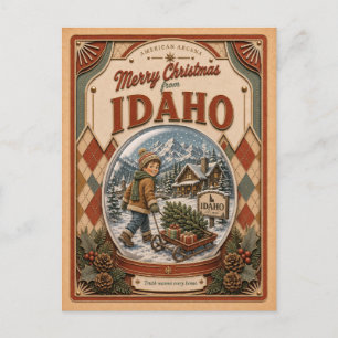 Frohe Weihnachten aus Idaho Vintage-Schneekugel