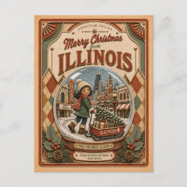 Frohe Weihnachten aus Illinois Vintage-Schneekugel