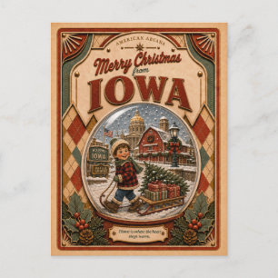 Frohe Weihnachten aus Iowa Vintage-Schneekugel