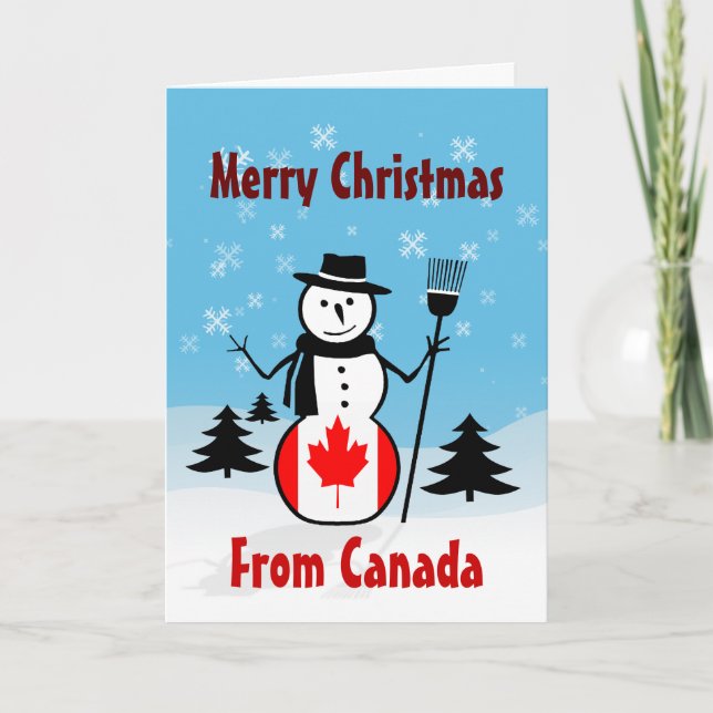 Frohe Weihnachten aus Kanada Snowman Kanadische Fl (Vorderseite)
