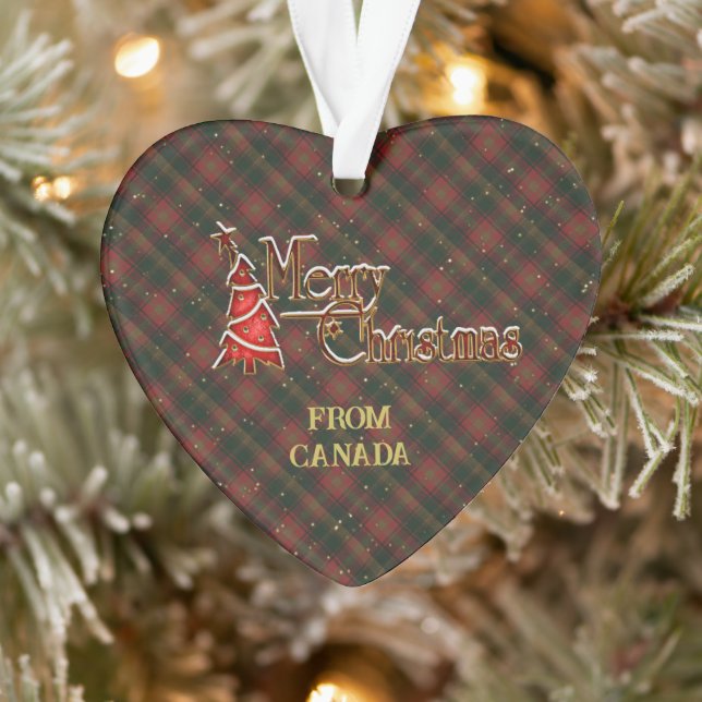 Frohe Weihnachten aus Kanada Tartan Ornament (Baum)