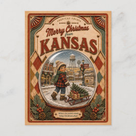 Frohe Weihnachten aus Kansas Vintage-Schneekugel
