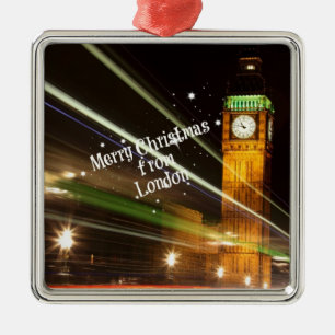 Frohe Weihnachten aus London - Big Ben Silbernes Ornament
