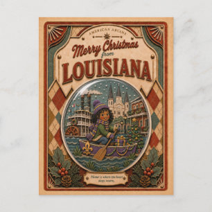 Frohe Weihnachten aus Louisiana Vintage-Schneekuge