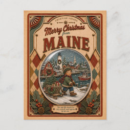Frohe Weihnachten aus Maine Vintage-Schneekugel