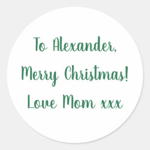 Frohe Weihnachten aus Mama grün minimal Runder Aufkleber
