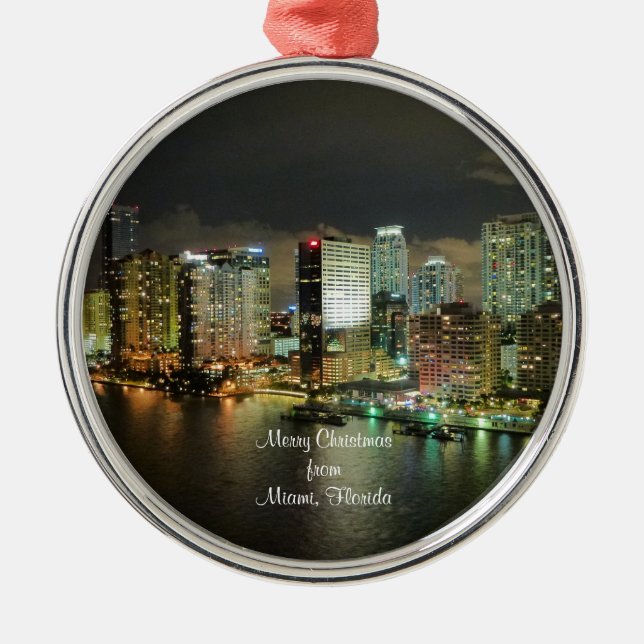 Frohe Weihnachten aus Miami, Florida Ornament Aus Metall (Vorne)