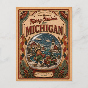 Frohe Weihnachten aus Michigan Vintage-Schneekugel