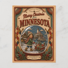 Frohe Weihnachten aus Minnesota Vintage-Schneekuge