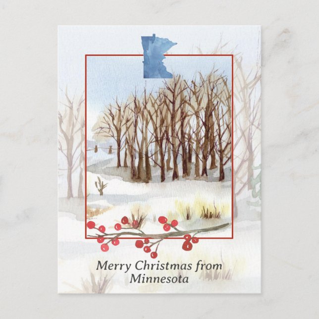 Frohe Weihnachten aus Minnesota Winterlandschaft Postkarte (Vorderseite)
