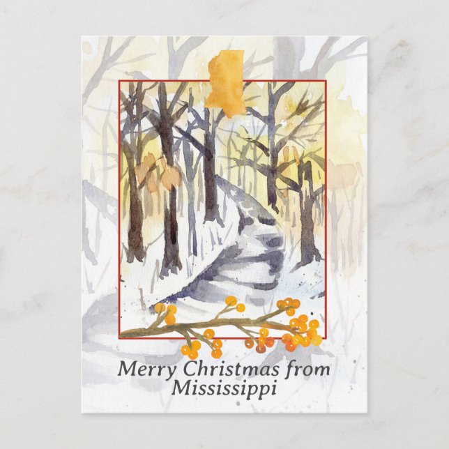 Frohe Weihnachten aus Mississippi Bäume Winterschn (Vorderseite)
