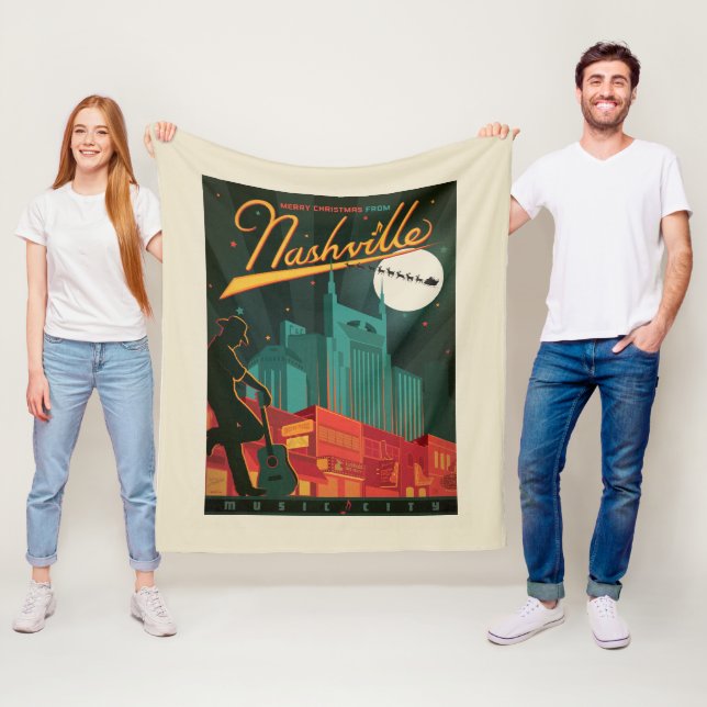 Frohe Weihnachten aus Nashville Fleecedecke (Beispiel)