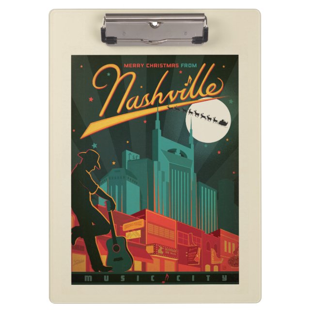 Frohe Weihnachten aus Nashville Klemmbrett (Vorderseite)
