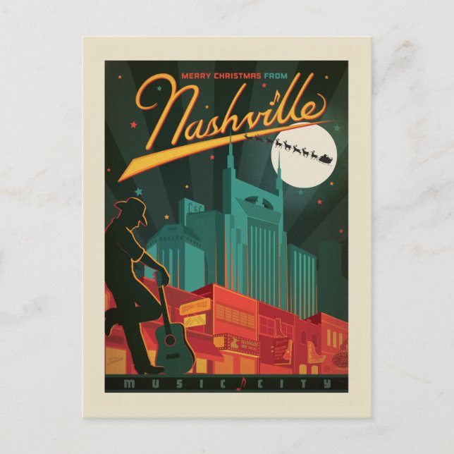 Frohe Weihnachten aus Nashville Postkarte (Vorderseite)