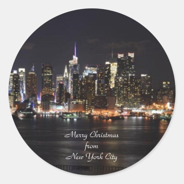 Frohe Weihnachten aus New York City Runder Aufkleber (Vorderseite)