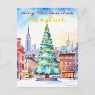 Frohe Weihnachten aus New York Festive Tree Postkarte