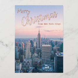 Frohe Weihnachten aus New York Skyline Family Foto Folien Feiertagskarte