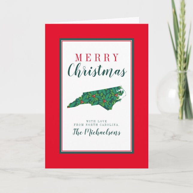 Frohe Weihnachten aus North Carolina Karte (Vorderseite)