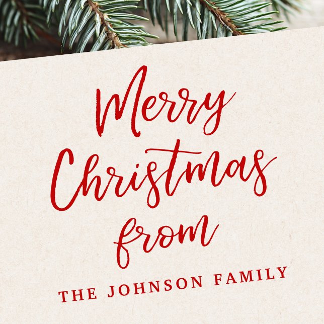 Frohe Weihnachten aus personalisiertem Namen Gummistempel (Merry Christmas from personalized name Rubber Stamp)